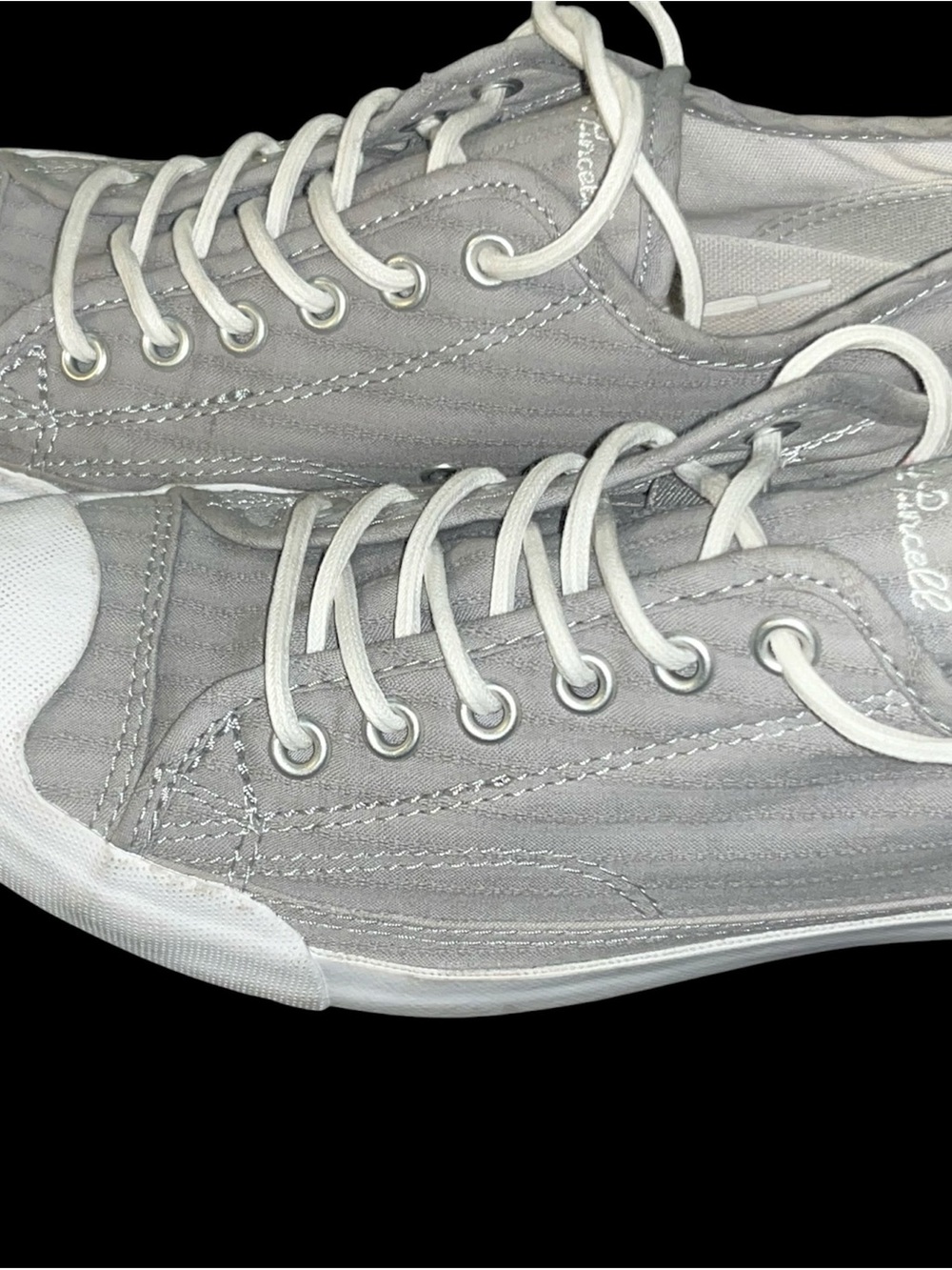 Converse Jack Purcell Low Top Sneakers in Gray & White - Picture 2 of 5